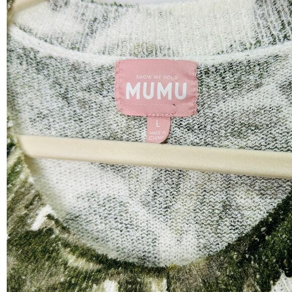 Show Me Your Mumu Woodsy Oversized Sweater in Green Palm Print size Large - Picture 7 of 7